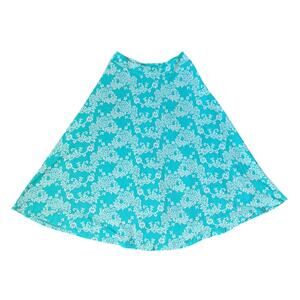 VTG Y2K Jody California Blue Floral A-Line Midi Skirt Made in USA Preppy Sz L